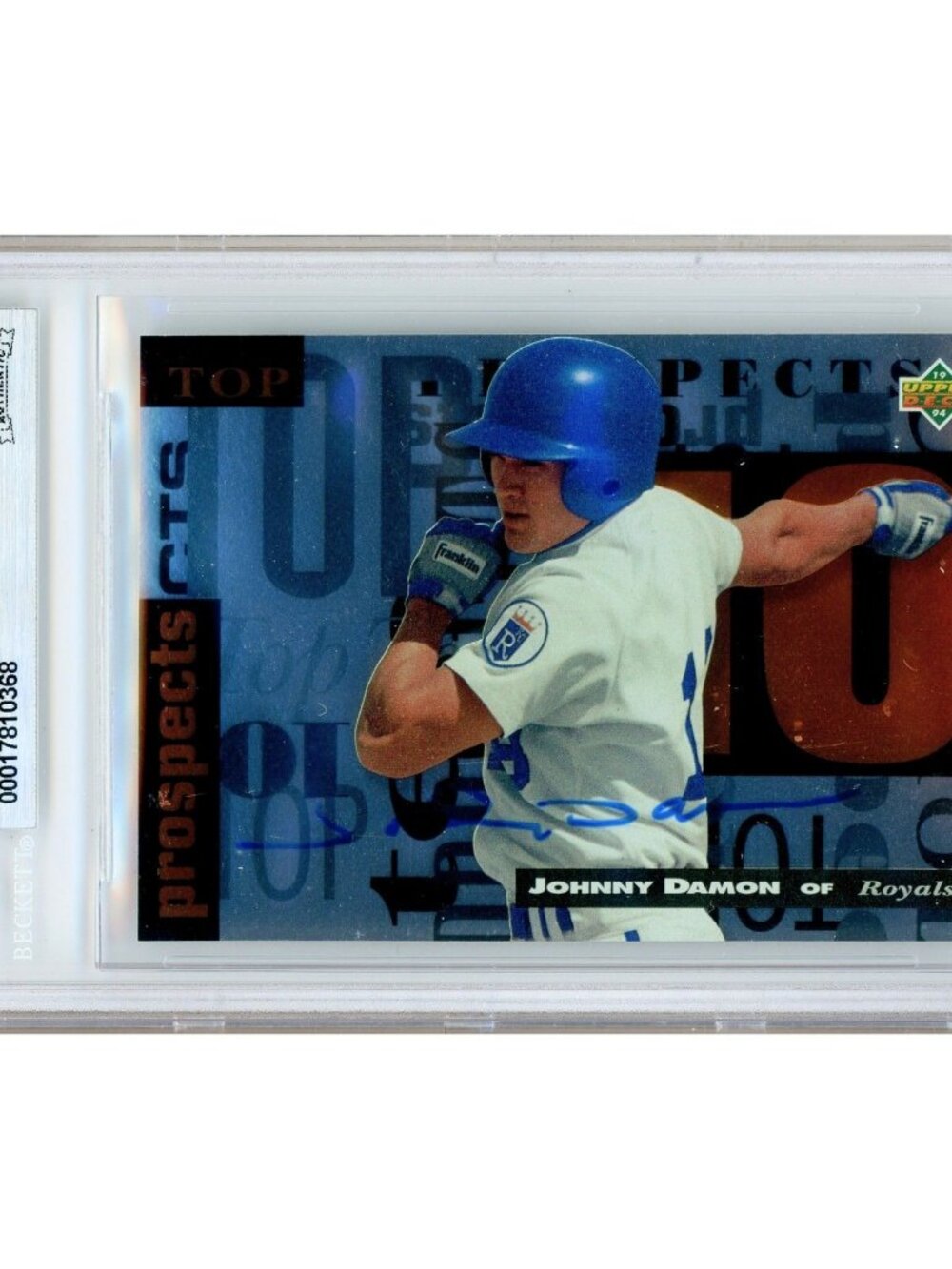 Johnny Damon Signed 1993 UD Top 10 Prospects #2 Royals BAS Slabbed Auto MLB